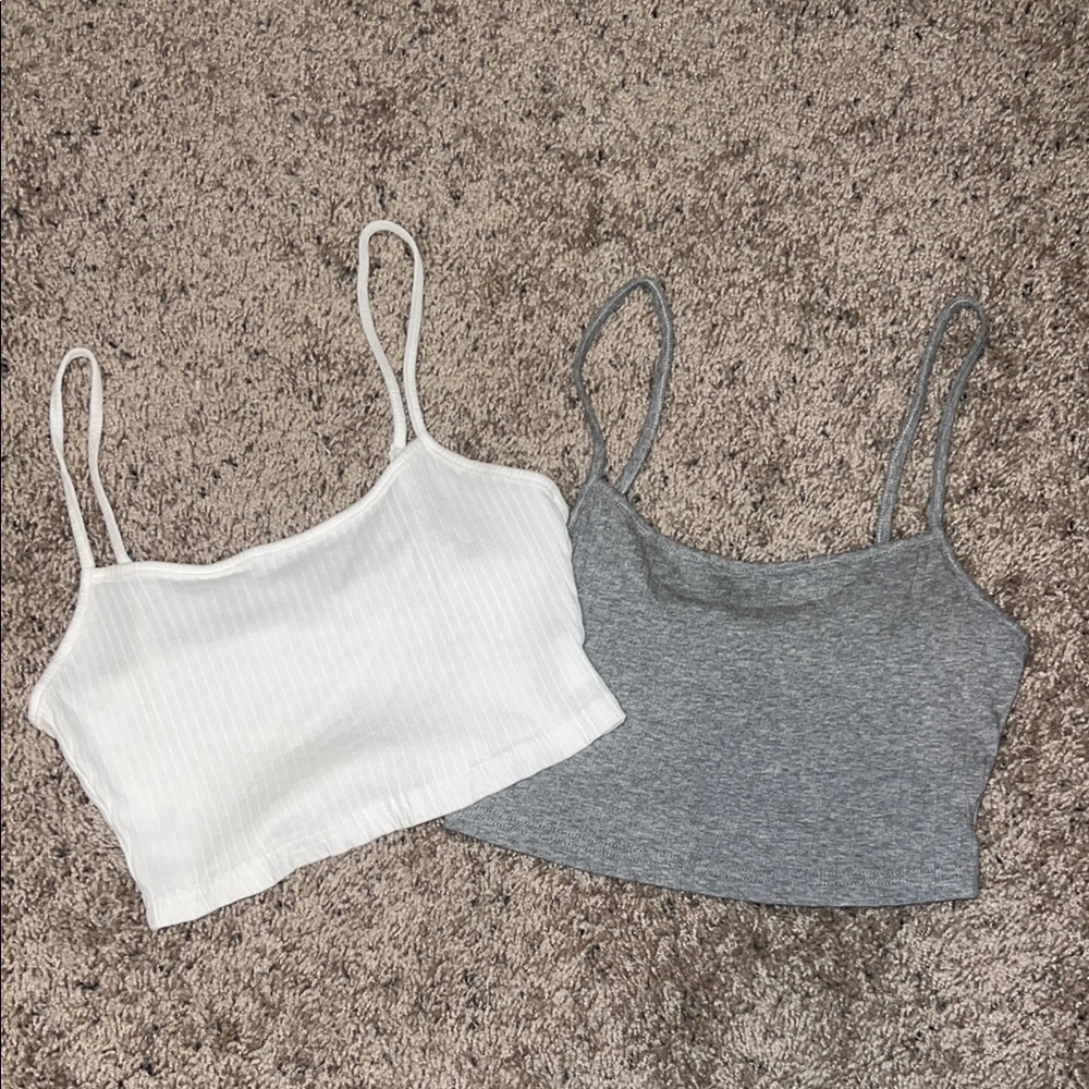 White and Gray Women's Crop Tops